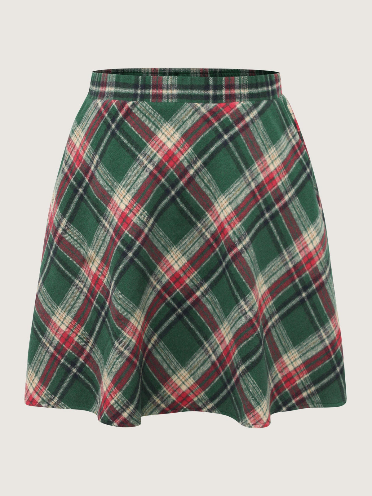 Plaid Pattern Elastic Waist A-line Mini Skirt