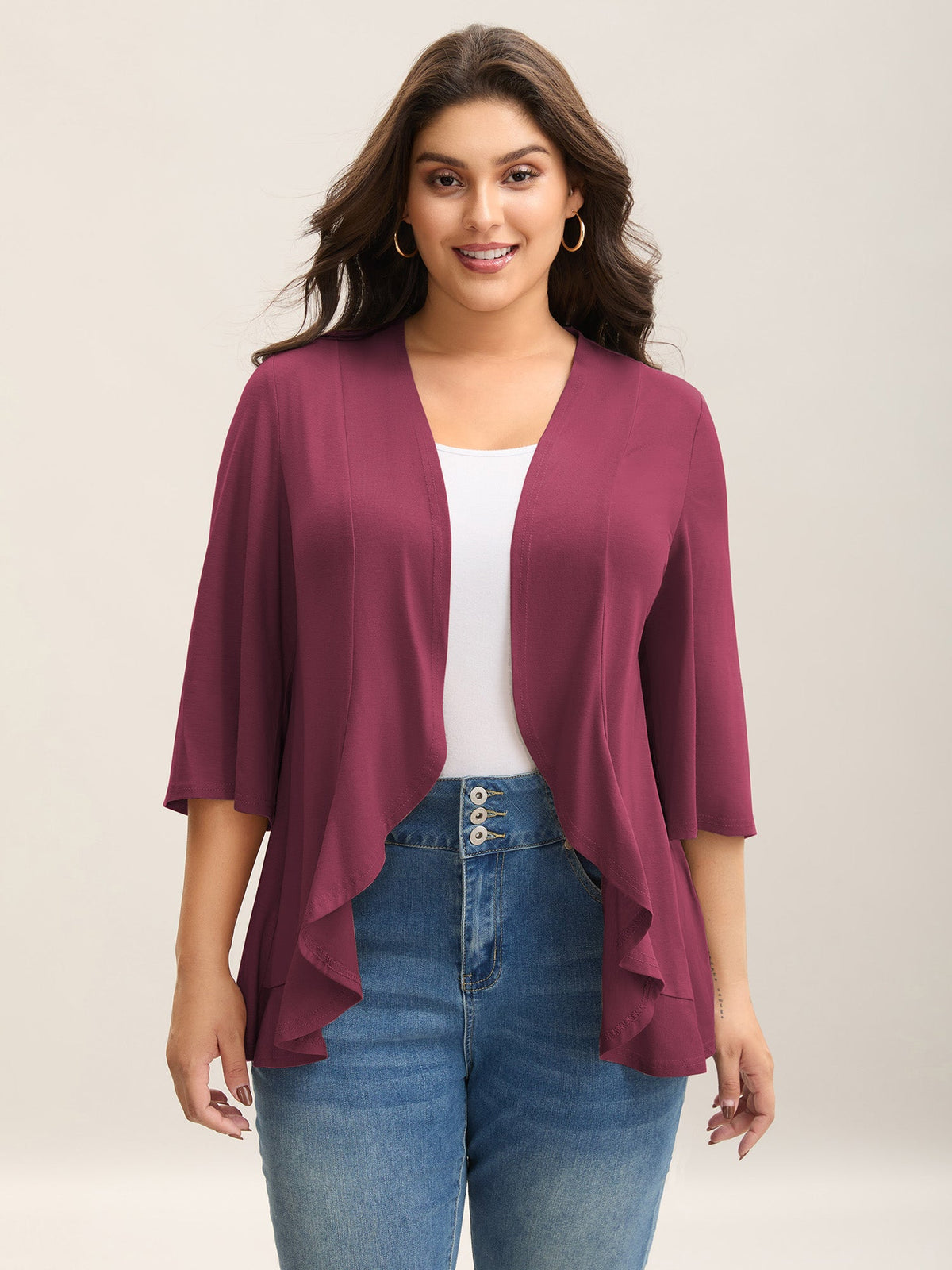 Lotus Hem Curvy Kimono Cover-Up
