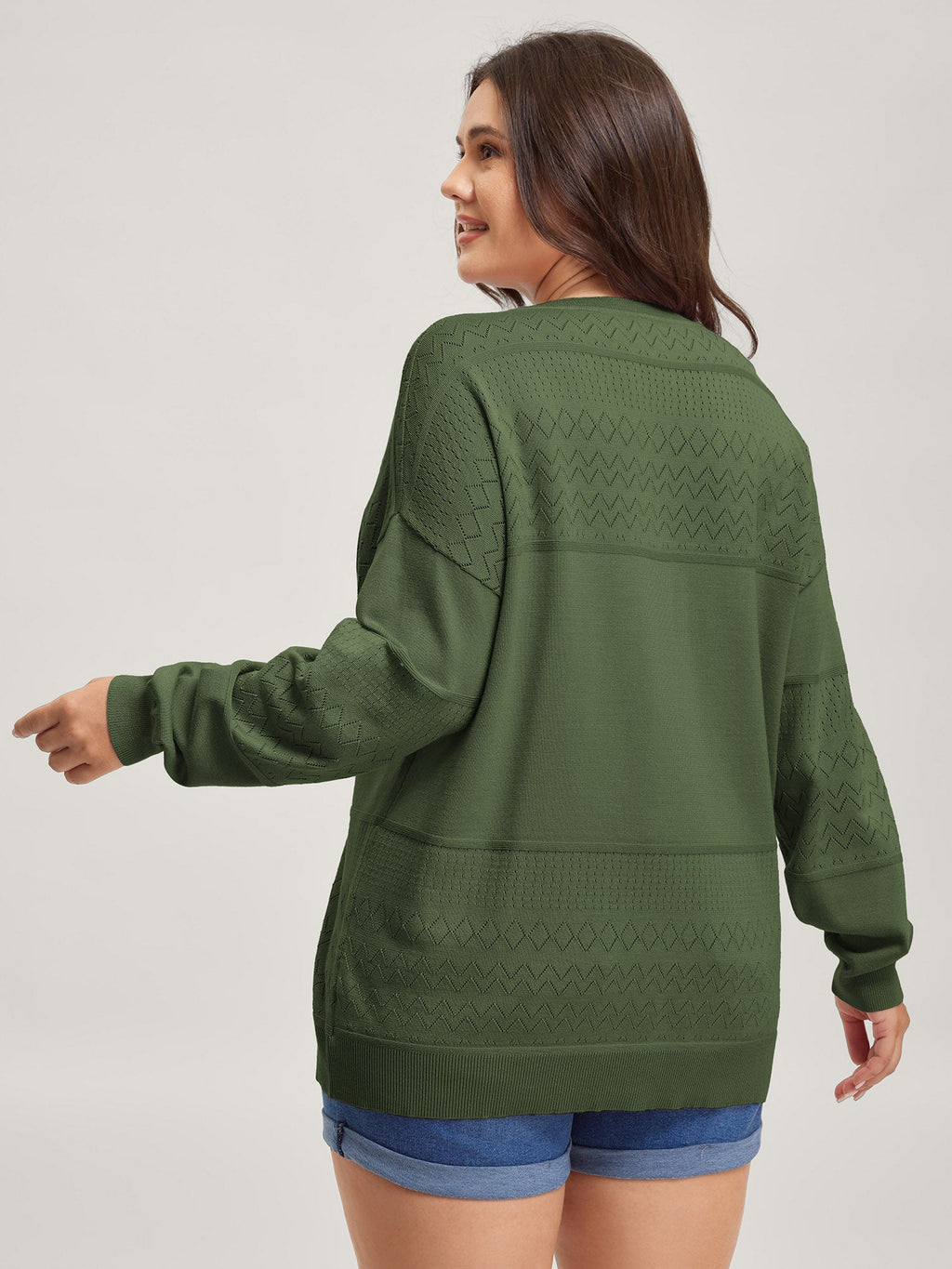 Supersoft Textured Eyelet Trim Pullover