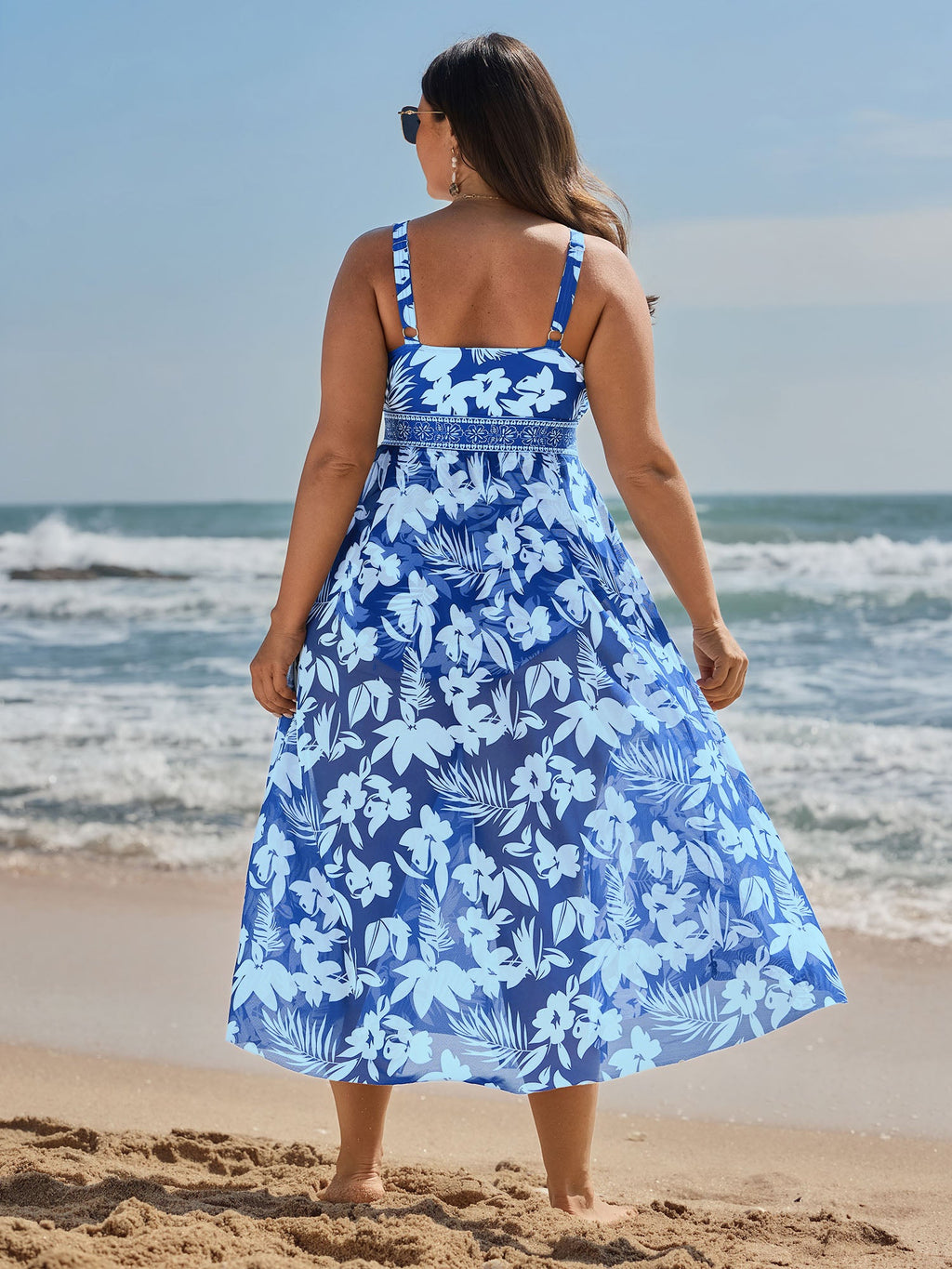 Sarong Set Tropical Print One-Piece Swim