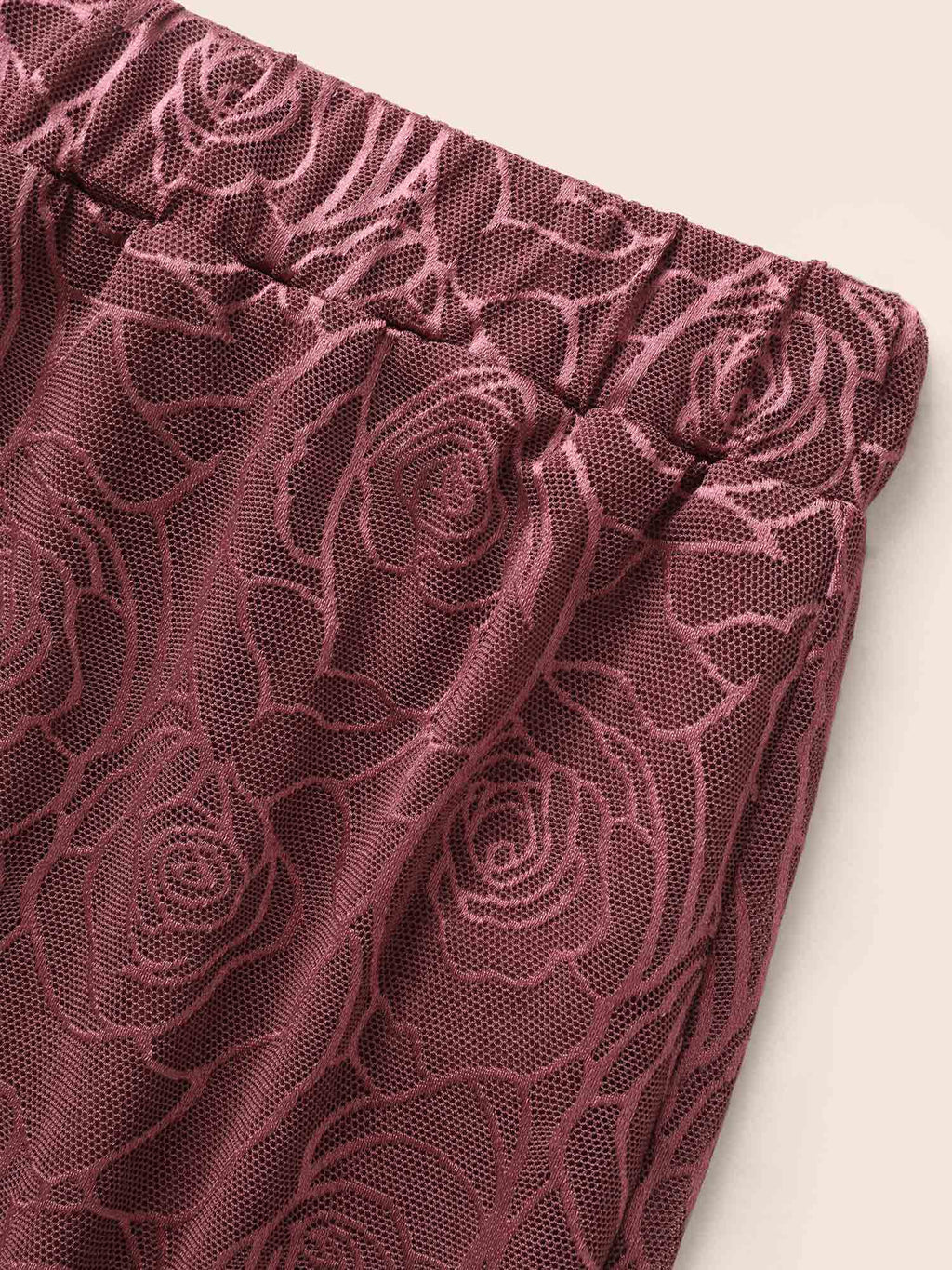 Floral Textured Mesh Elastic Waist Skirt
