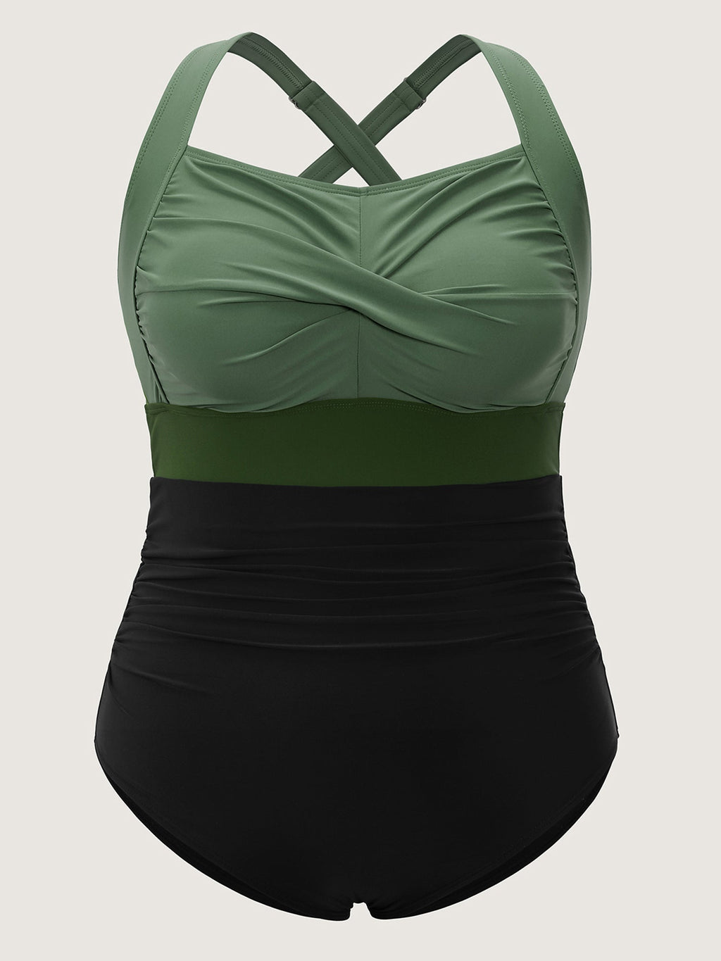 Contrast Twist Front Tummy-Control One Piece Swimsuit