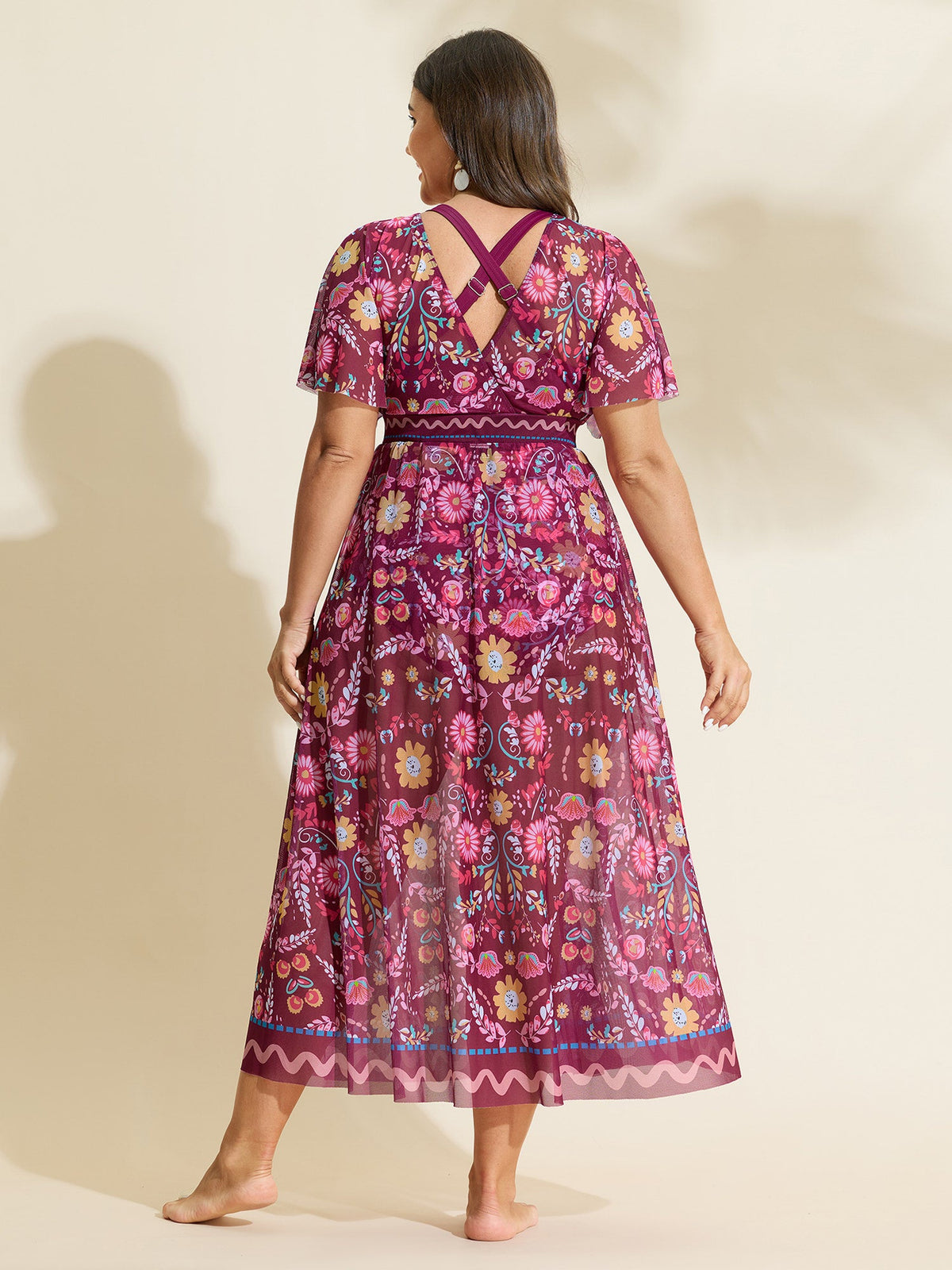 Sarong Set Floral Print One-Piece Swimsuit