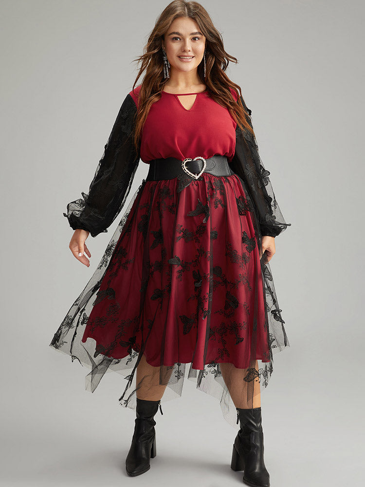 Butterfly Eyelet Lace Mesh Skirt