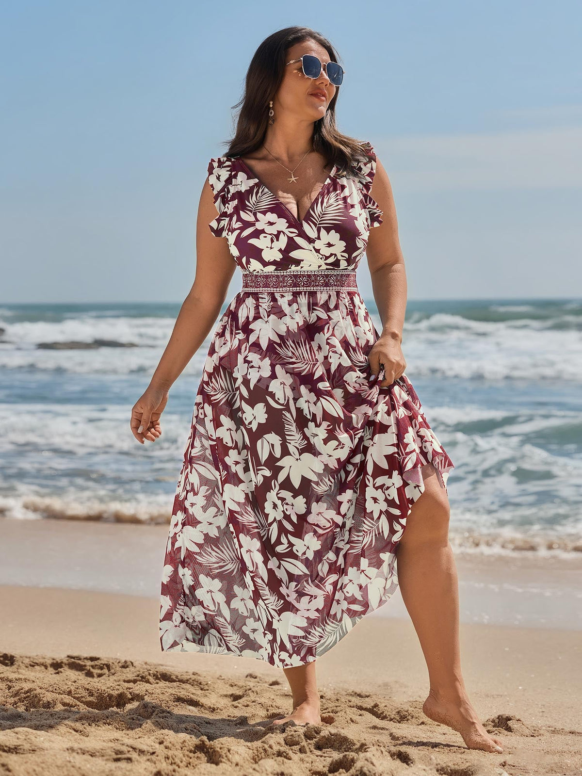 Sarong Set Tropical Print One-Piece Swim