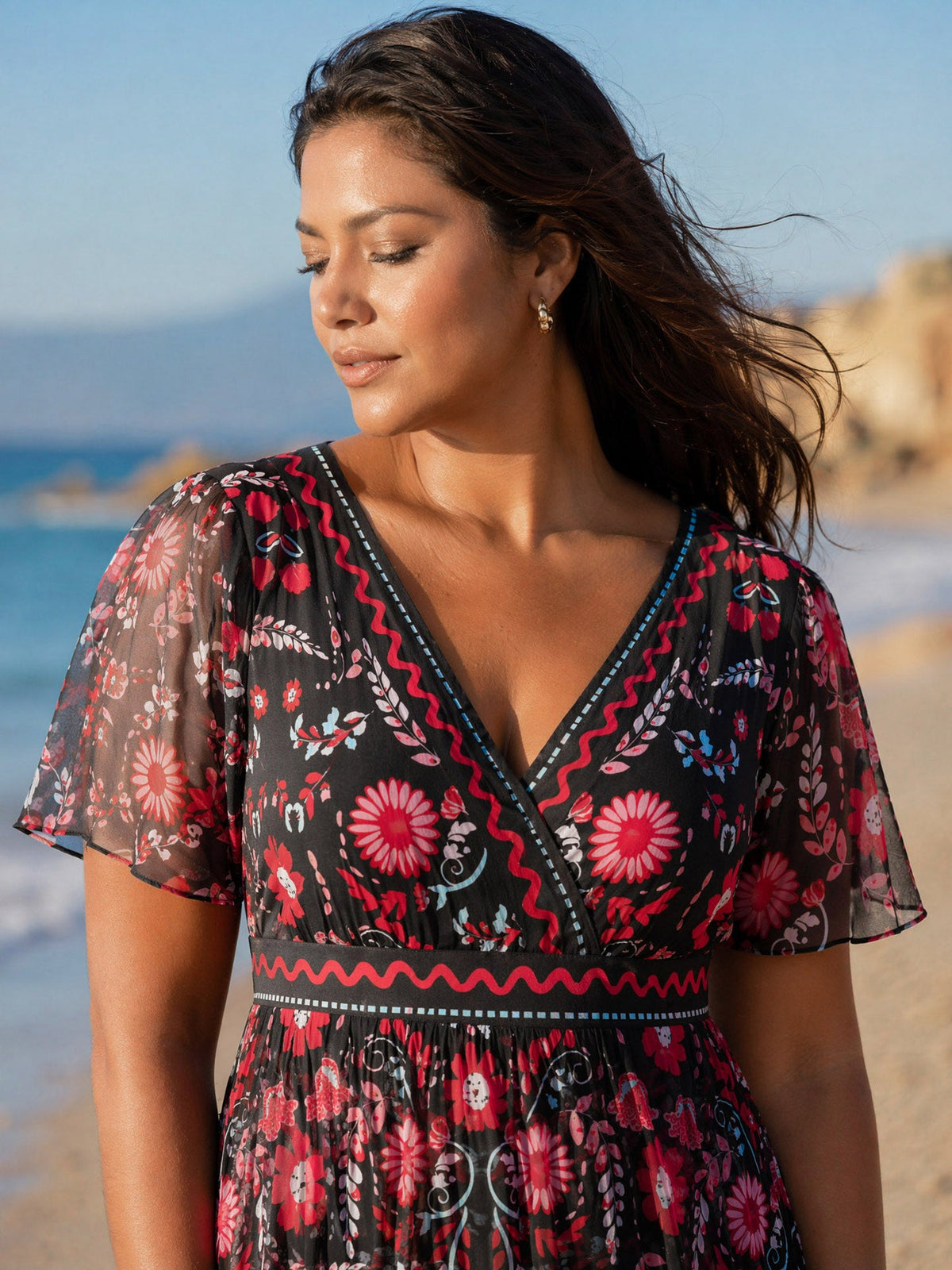 Sarong Set Floral Print One-Piece Swimsuit