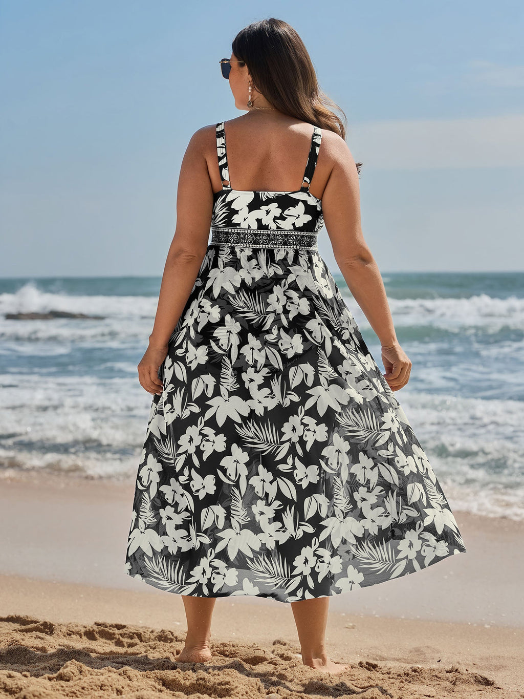 Sarong Set Tropical Print One-Piece Swim
