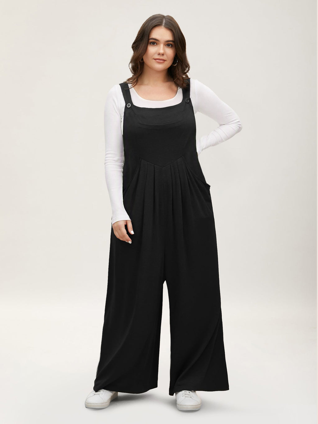 Supersoft Essentials Solid Pleated Pocket Jumpsuit