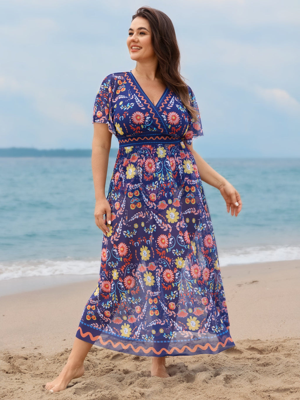 Sarong Set Floral Print One-Piece Swimsuit