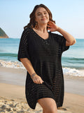 Cut-Out Waist-Cinched Button Swim Cover-Up