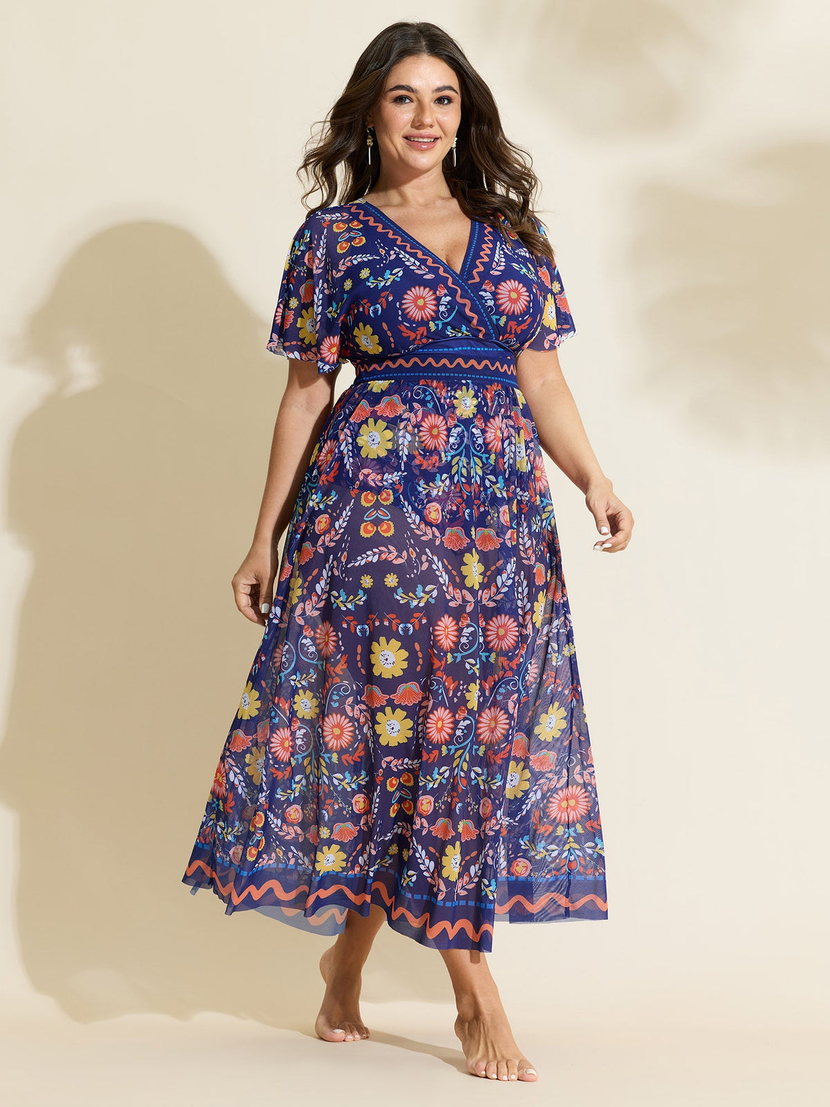 Sarong Set Floral Print One-Piece Swimsuit