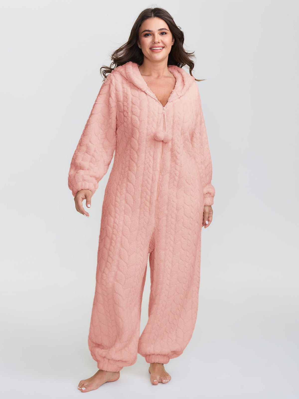 Cozy Fleece Half Zipper Lounge Jumpsuit