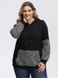 Spliced Color Contrast Textured Hoodie