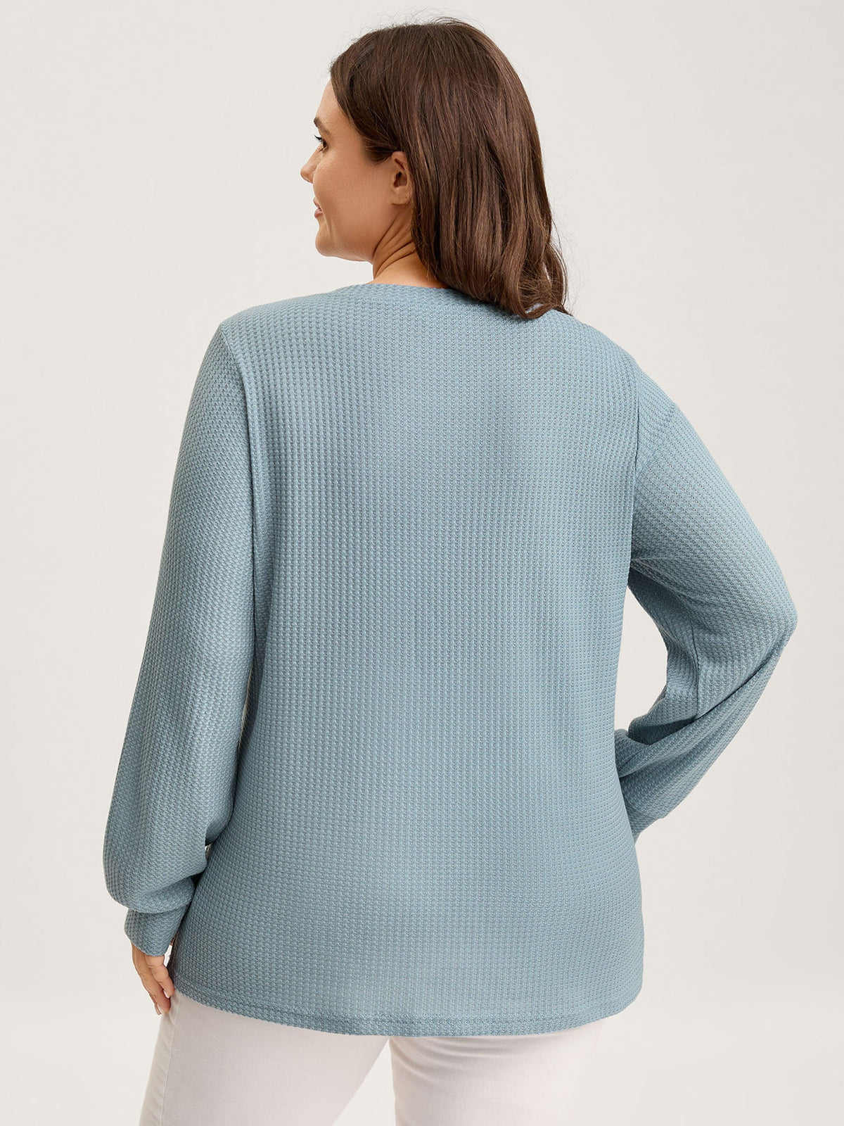 Waffle Spliced Floral Lace Sweatshirt