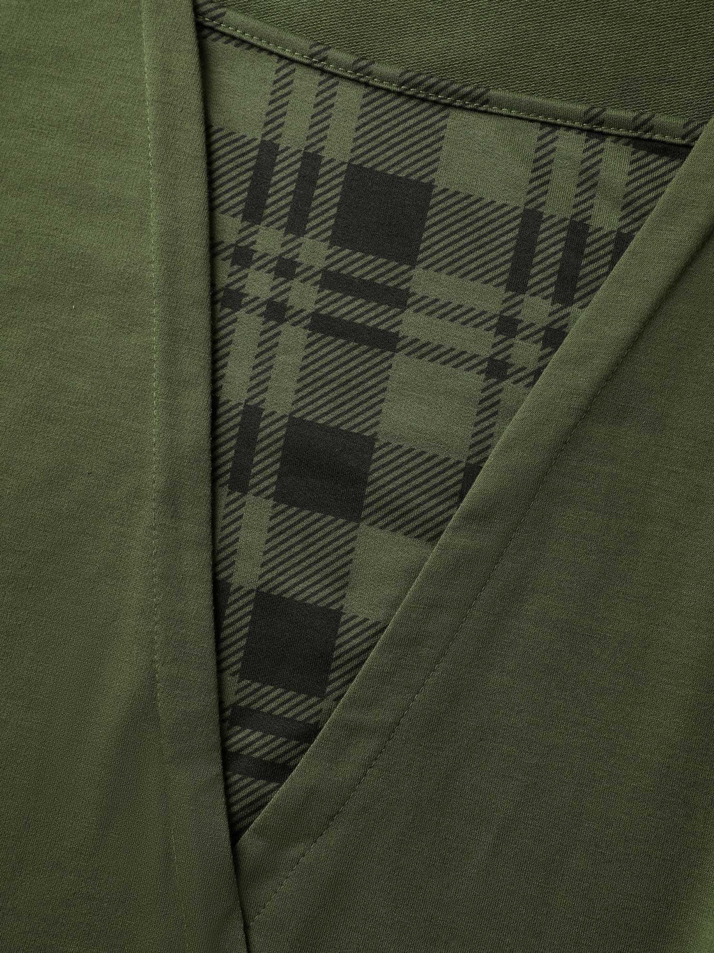 Plaid Spliced Wrap Contrast Sweatshirt
