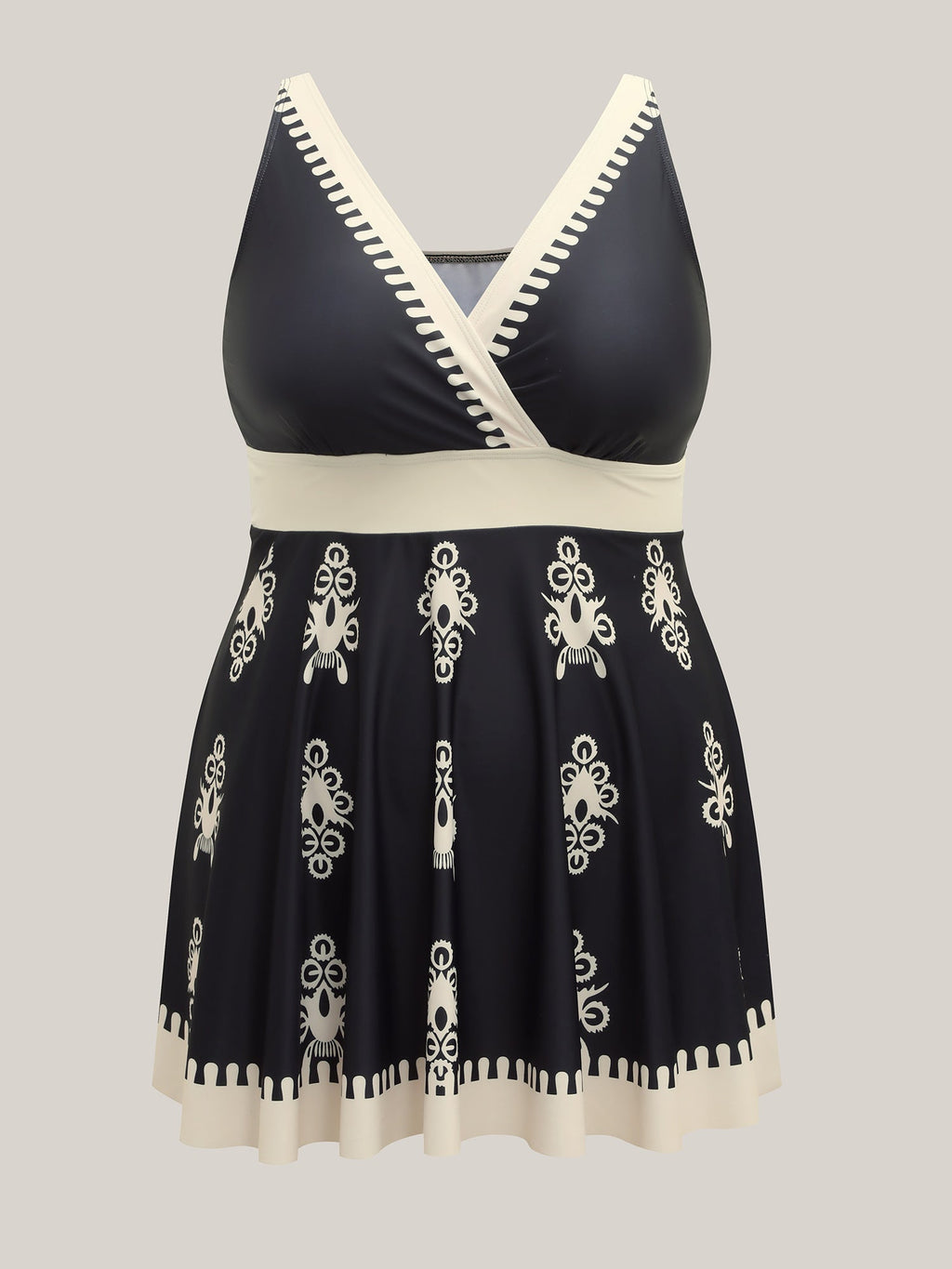 Boho Flower Print Surplice Swim Dress