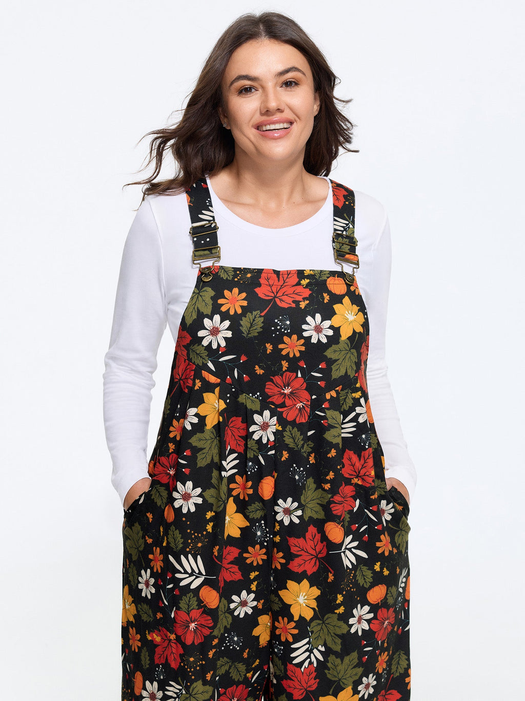 Retro Fall Print Relaxed Fit Jumpsuit