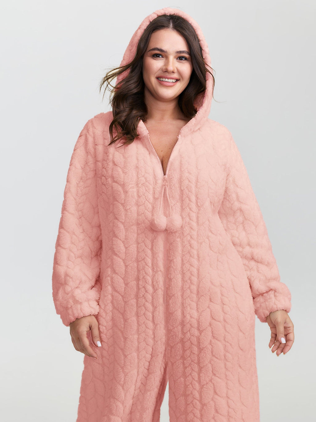 Cozy Fleece Half Zipper Lounge Jumpsuit