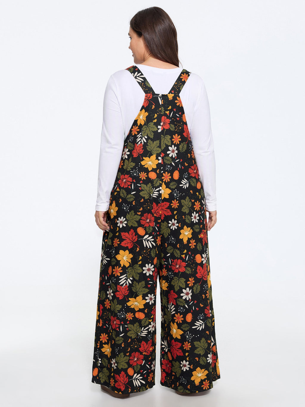 Retro Fall Print Relaxed Fit Jumpsuit