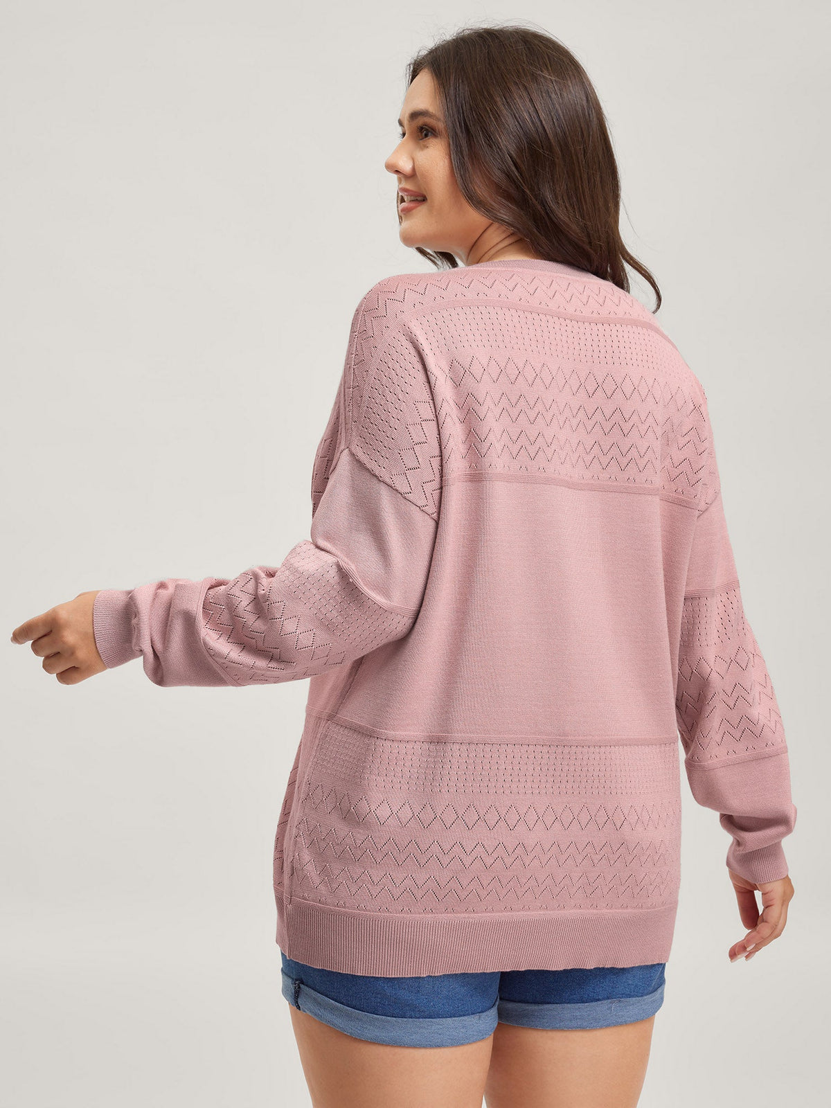 Supersoft Textured Eyelet Trim Pullover