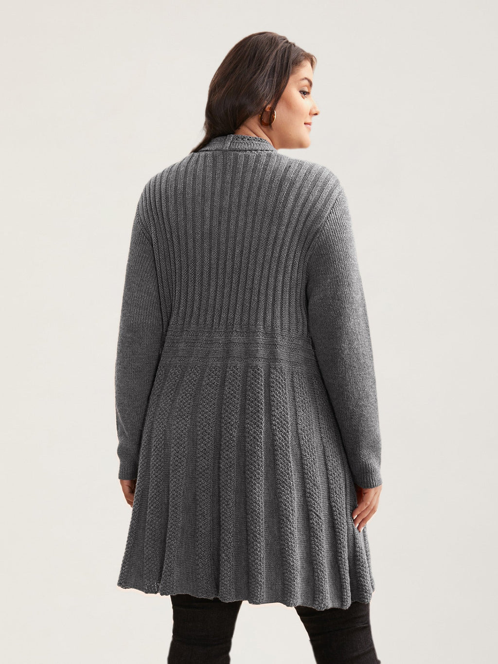 Textured Kimono Collar Long Cardigan