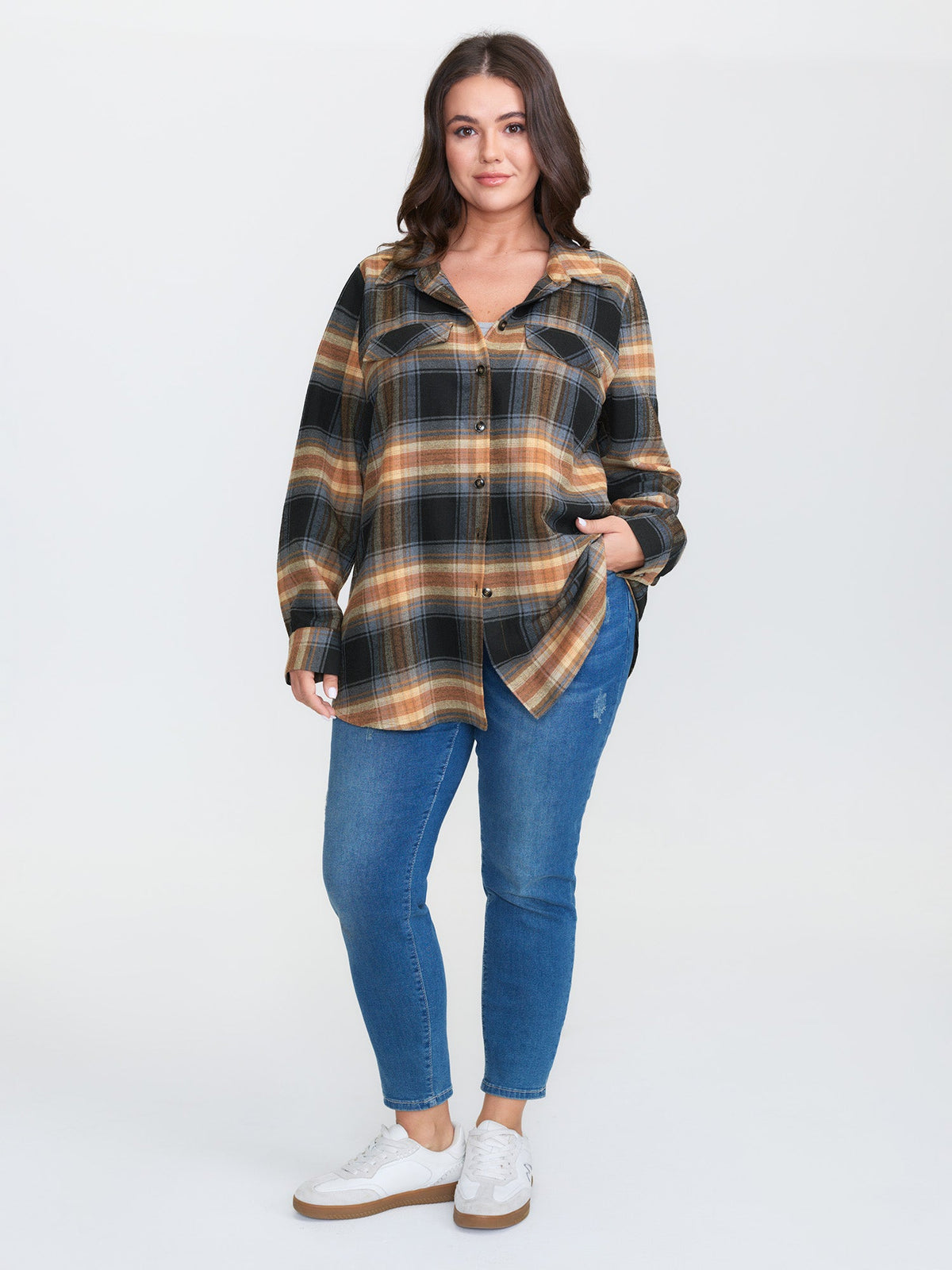 Plaid Print Button Down Shirt