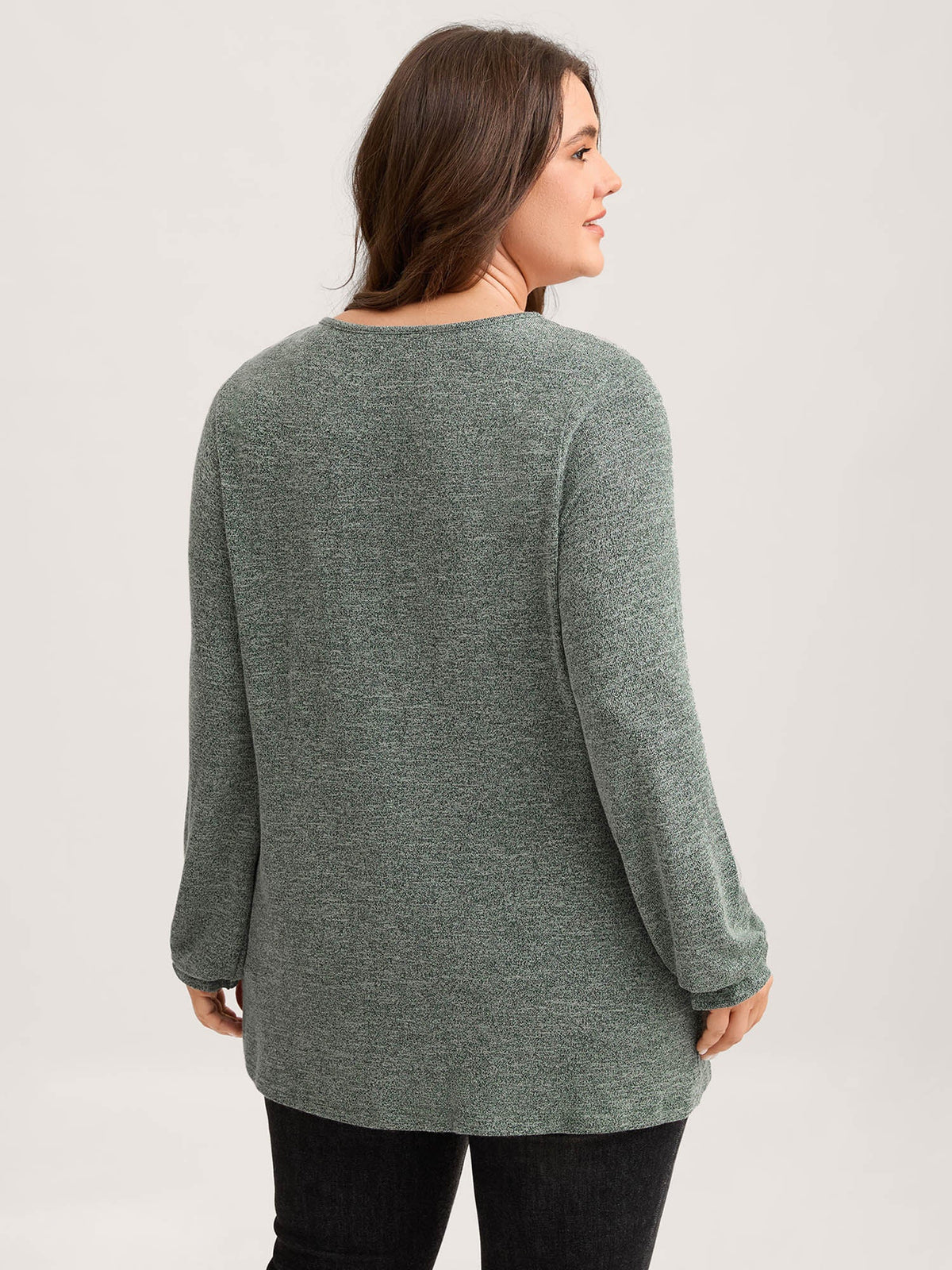 Round Neck Heather Pleated T-shirt