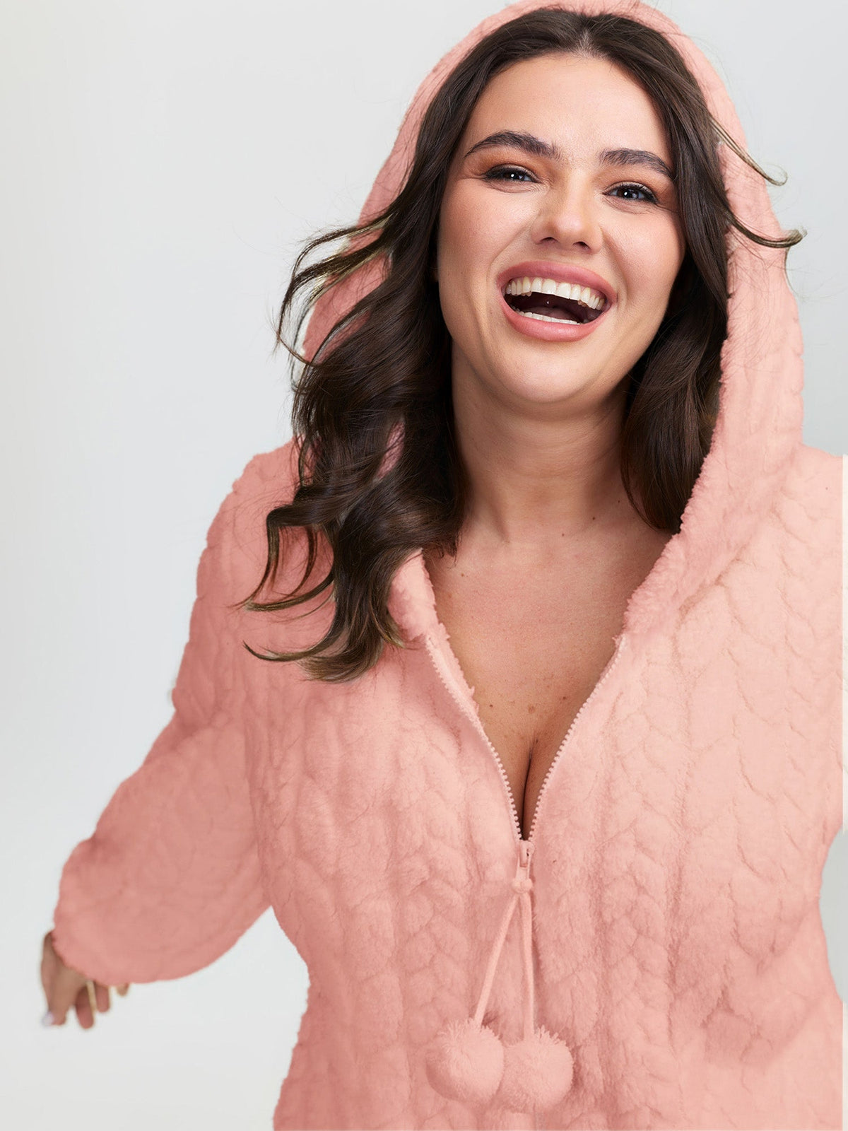 Cozy Fleece Half Zipper Lounge Jumpsuit