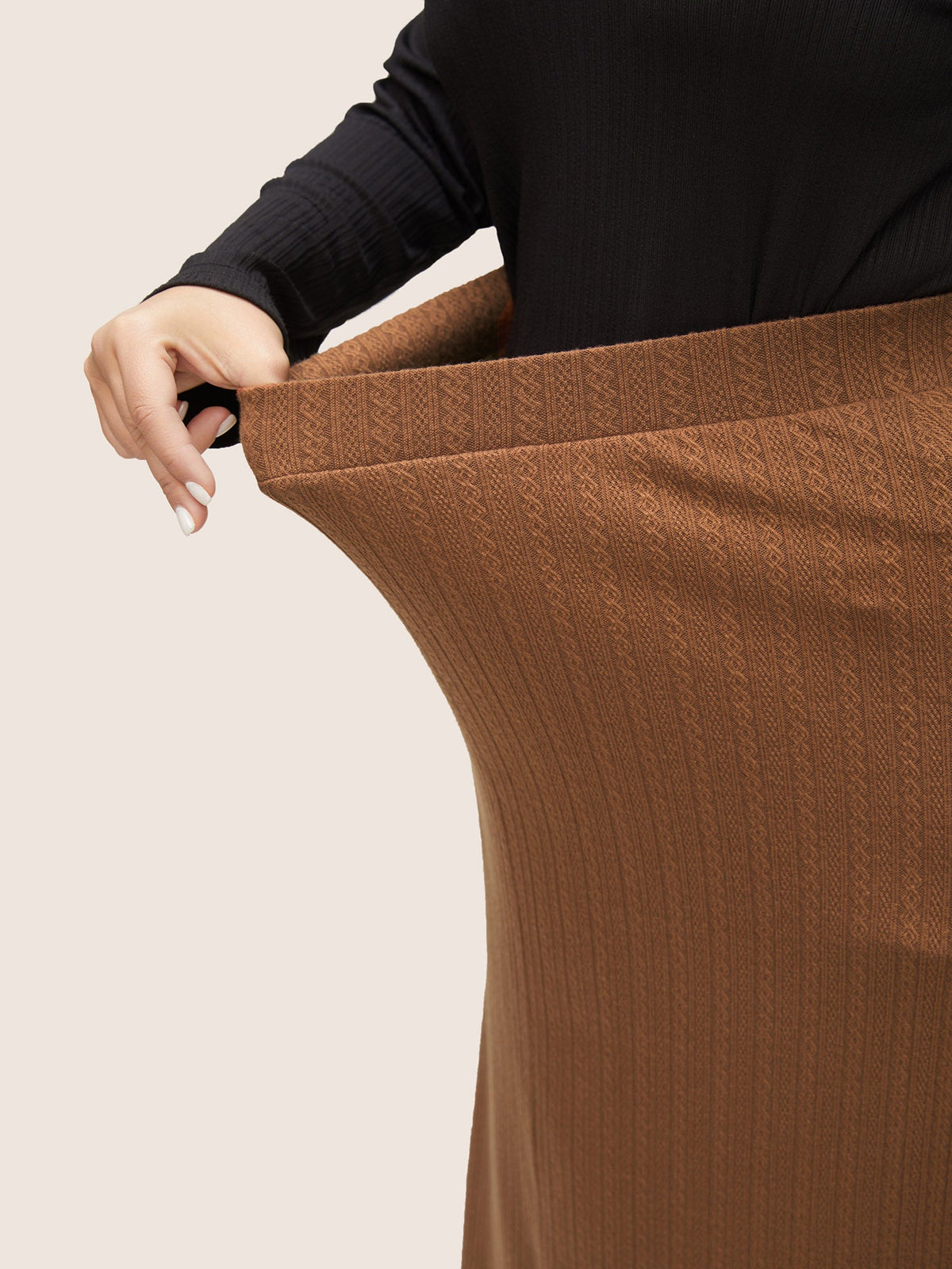 A Line Elastic Waist Knit Jacquard Skirt