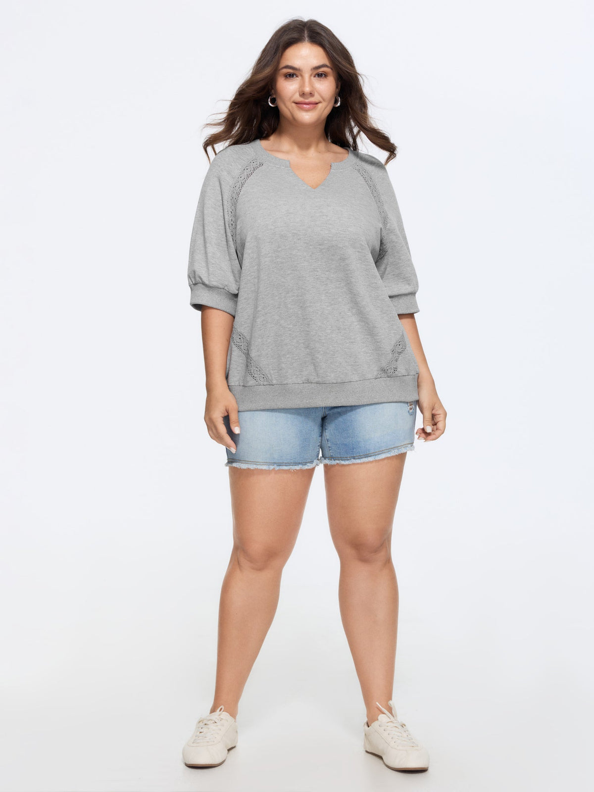 Supersoft Lace Trim Drop Shoulder Sweatshirt