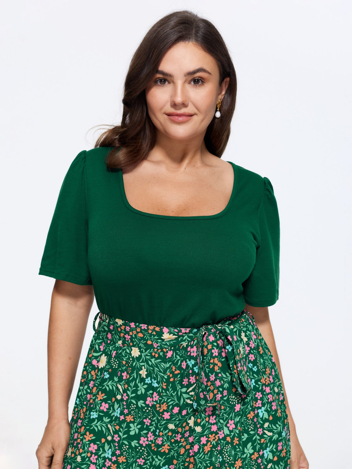 Color Contrast Belted Panel Pockets Jumpsuit