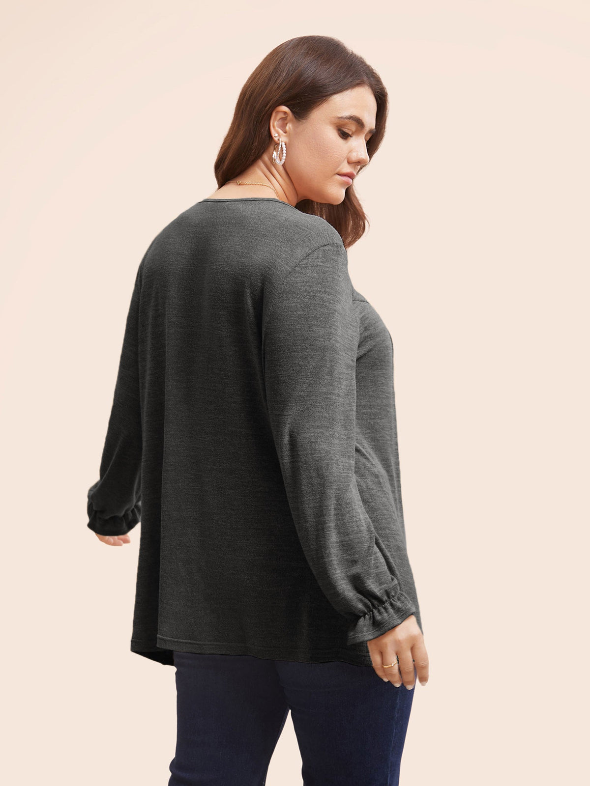 Round Neck Heather Pleated T-shirt