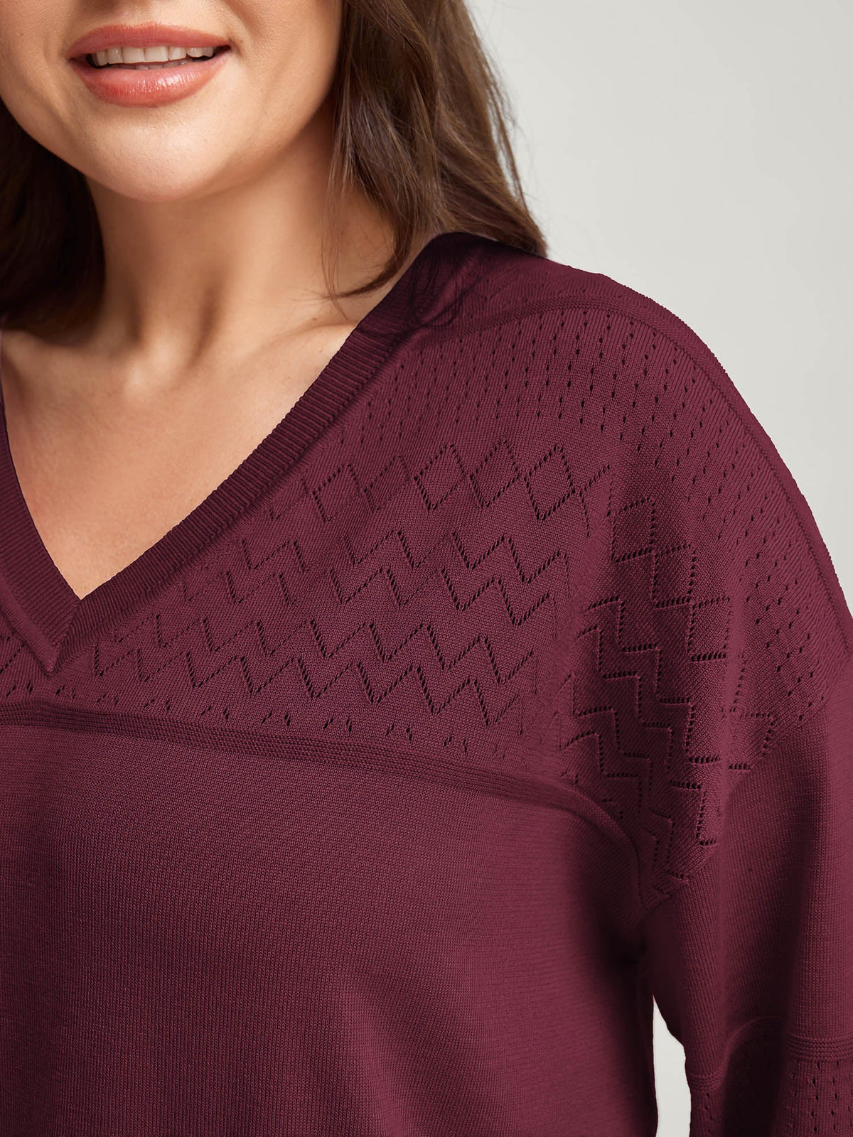 Supersoft Textured Eyelet Trim Pullover
