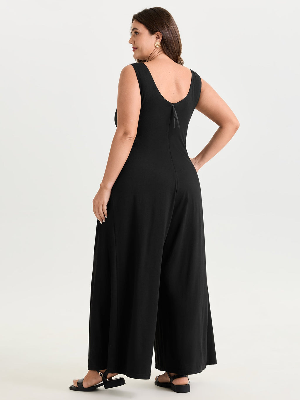 Stretchy Deep Back Neckline Jumpsuit