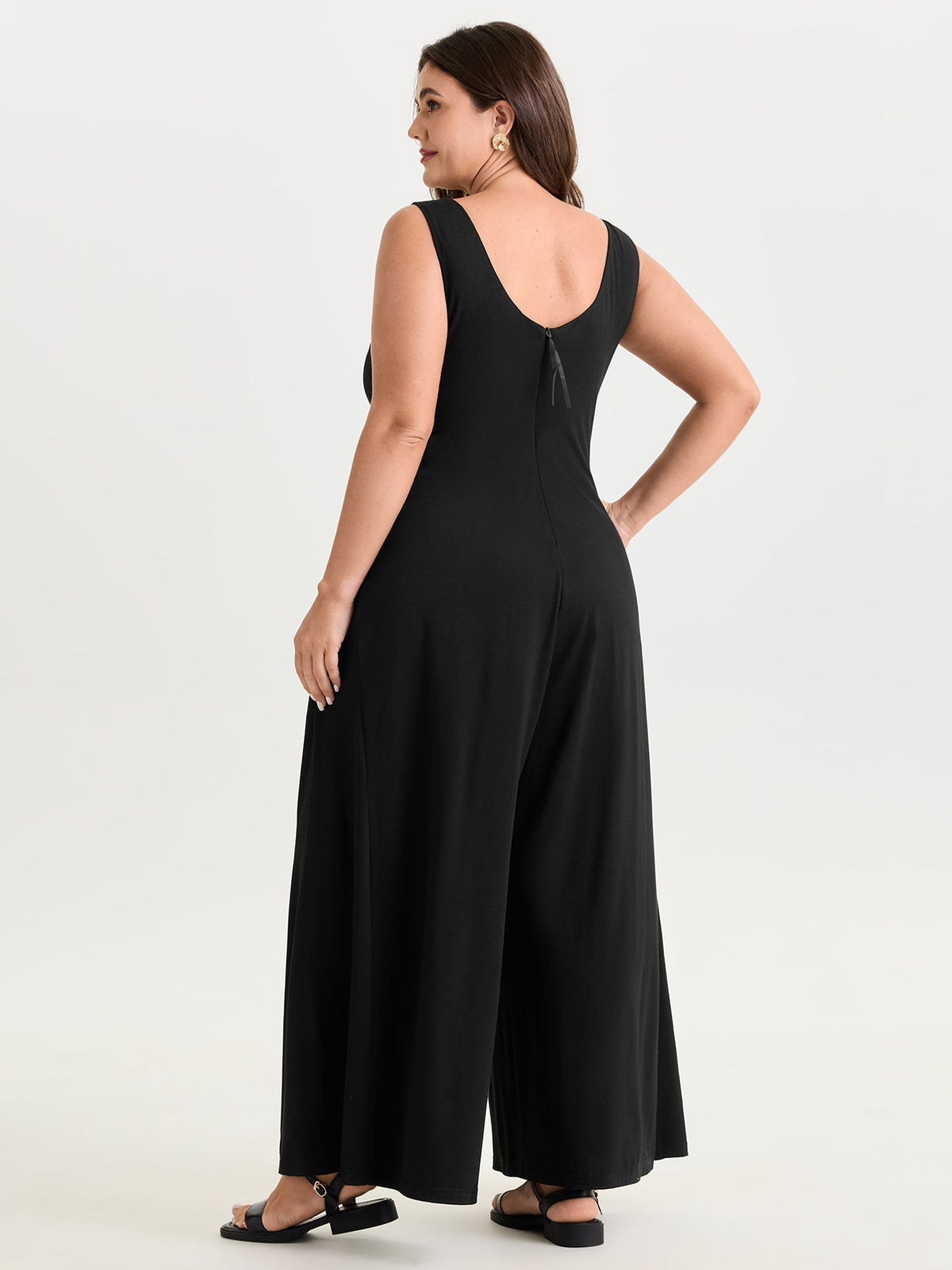 Stretchy Deep Back Neckline Jumpsuit