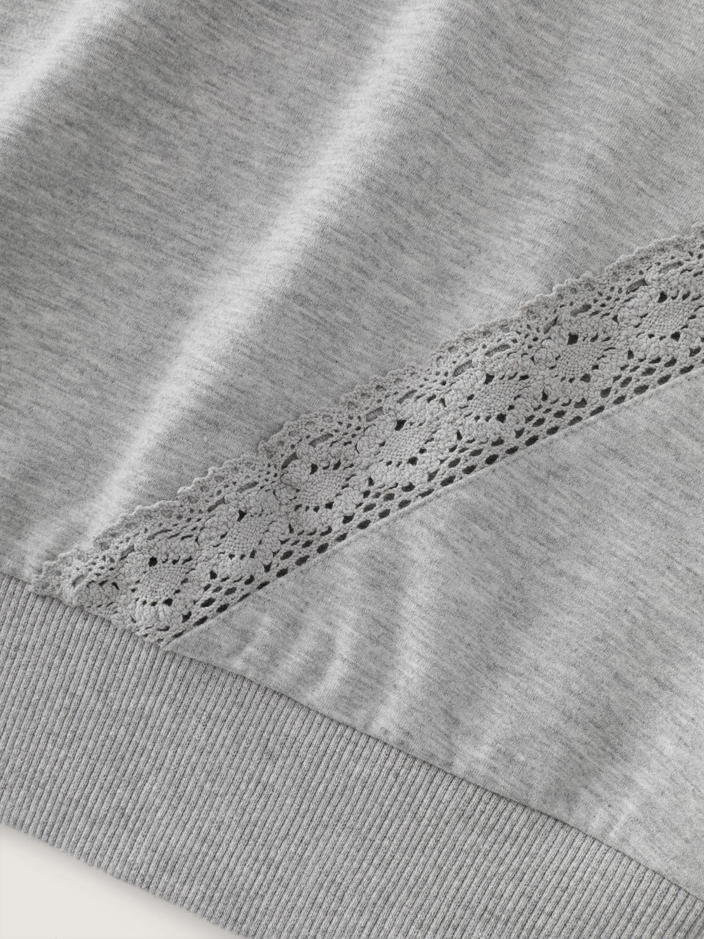 Supersoft Lace Trim Drop Shoulder Sweatshirt
