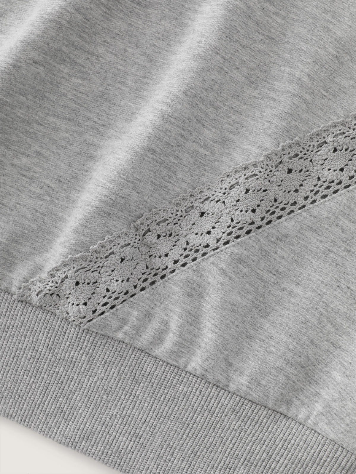 Supersoft Lace Trim Drop Shoulder Sweatshirt
