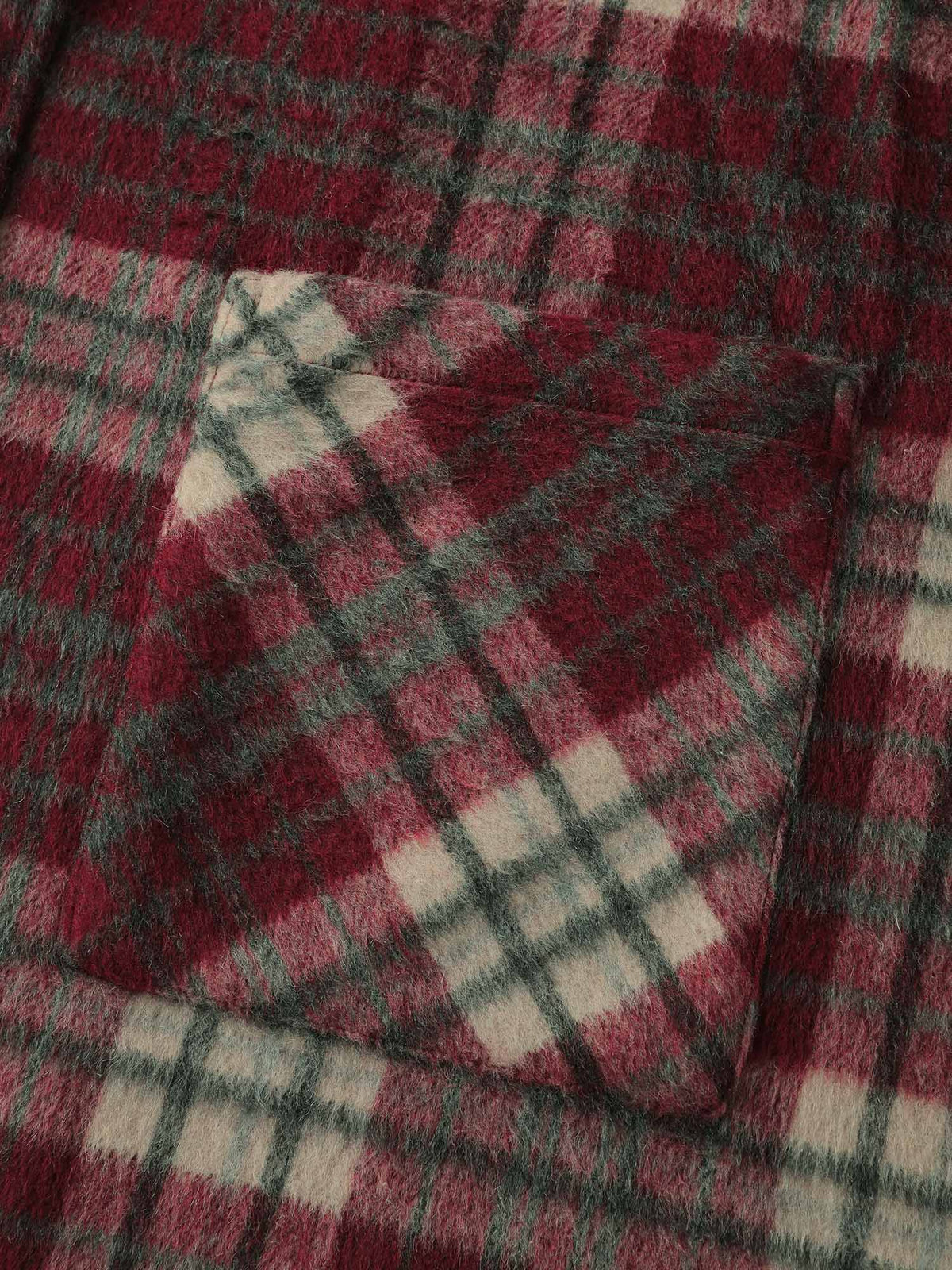 Plaid Fleece Hooded Button Coat