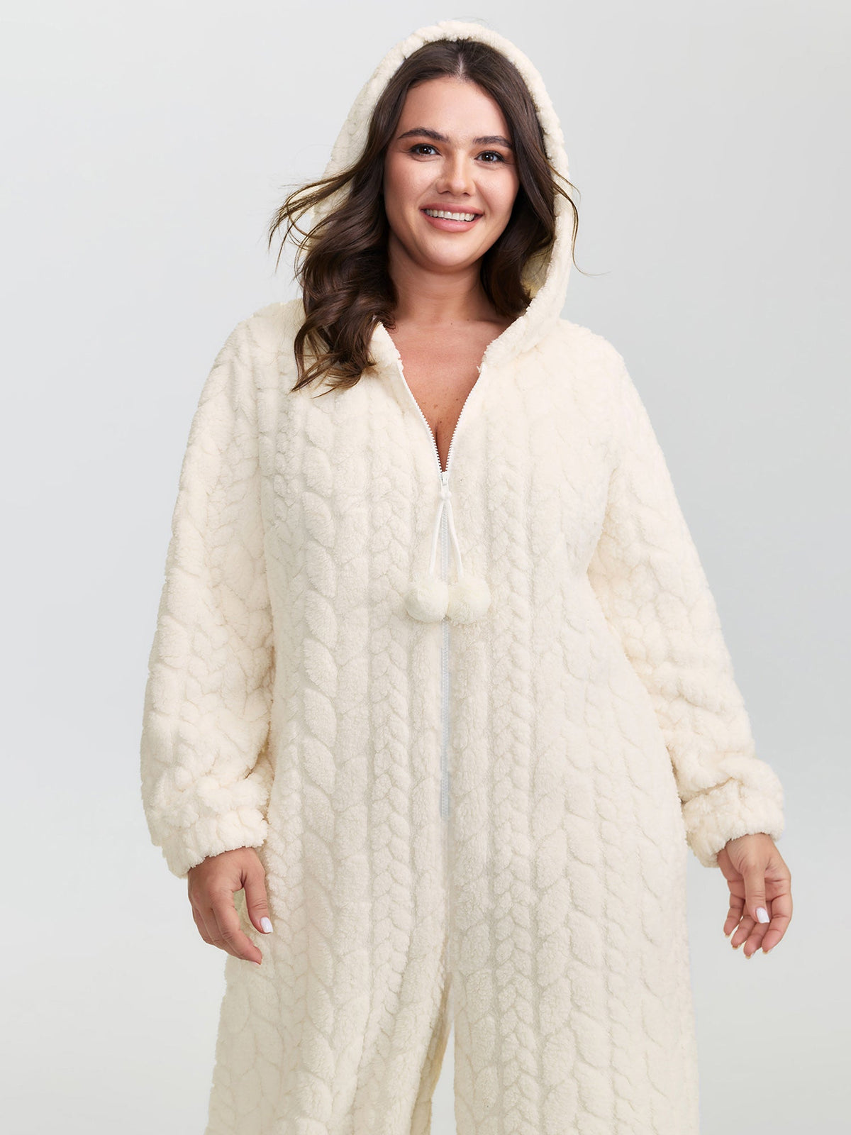 Cozy Fleece Half Zipper Lounge Jumpsuit