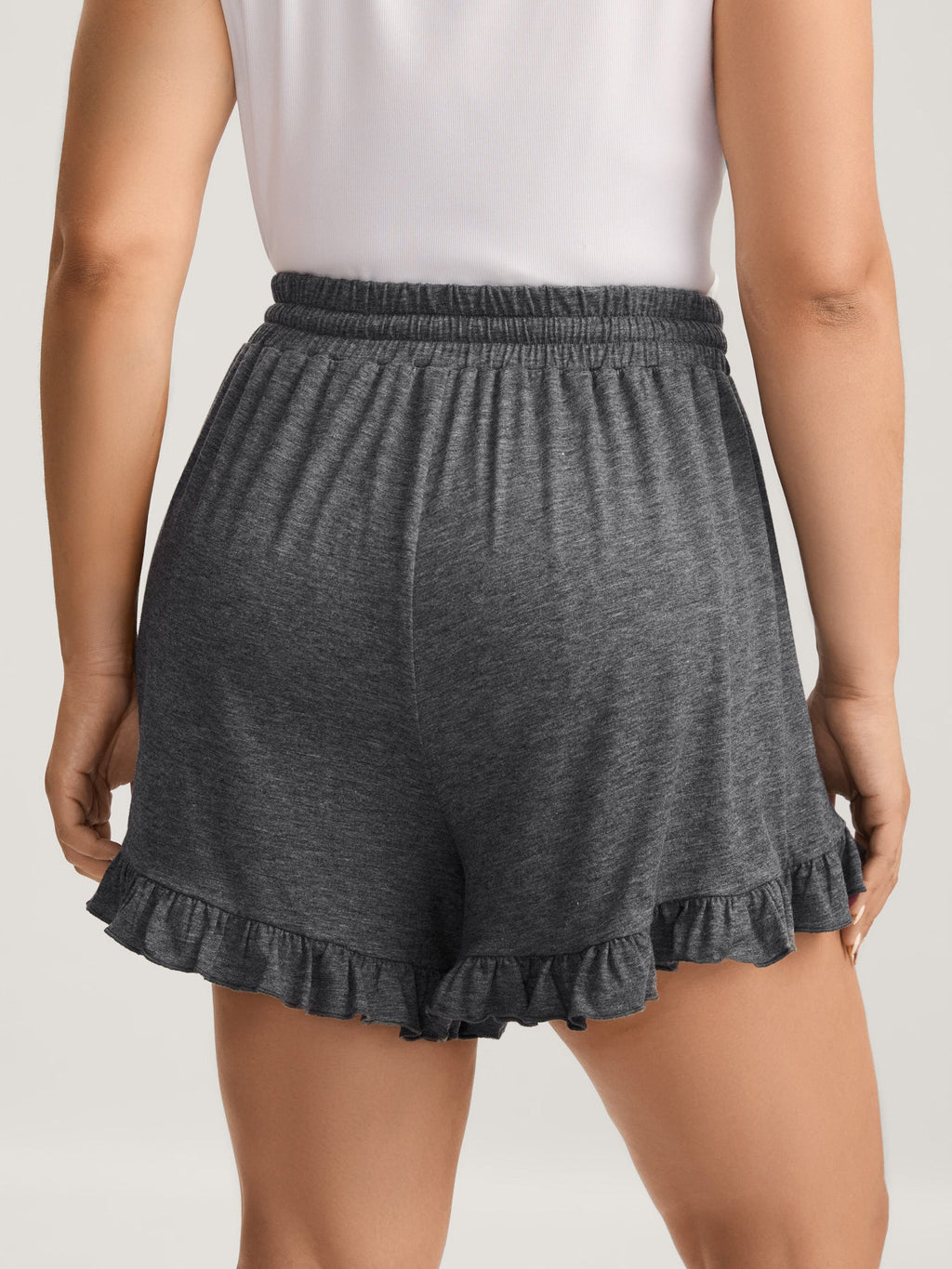 Supersoft Mixed Color Knit Drawstring Ruffled Shorts