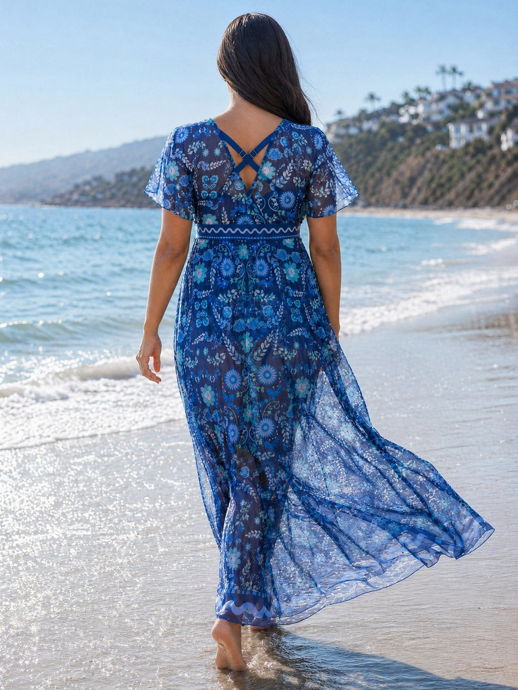 Sarong Set Floral Print One-Piece Swimsuit