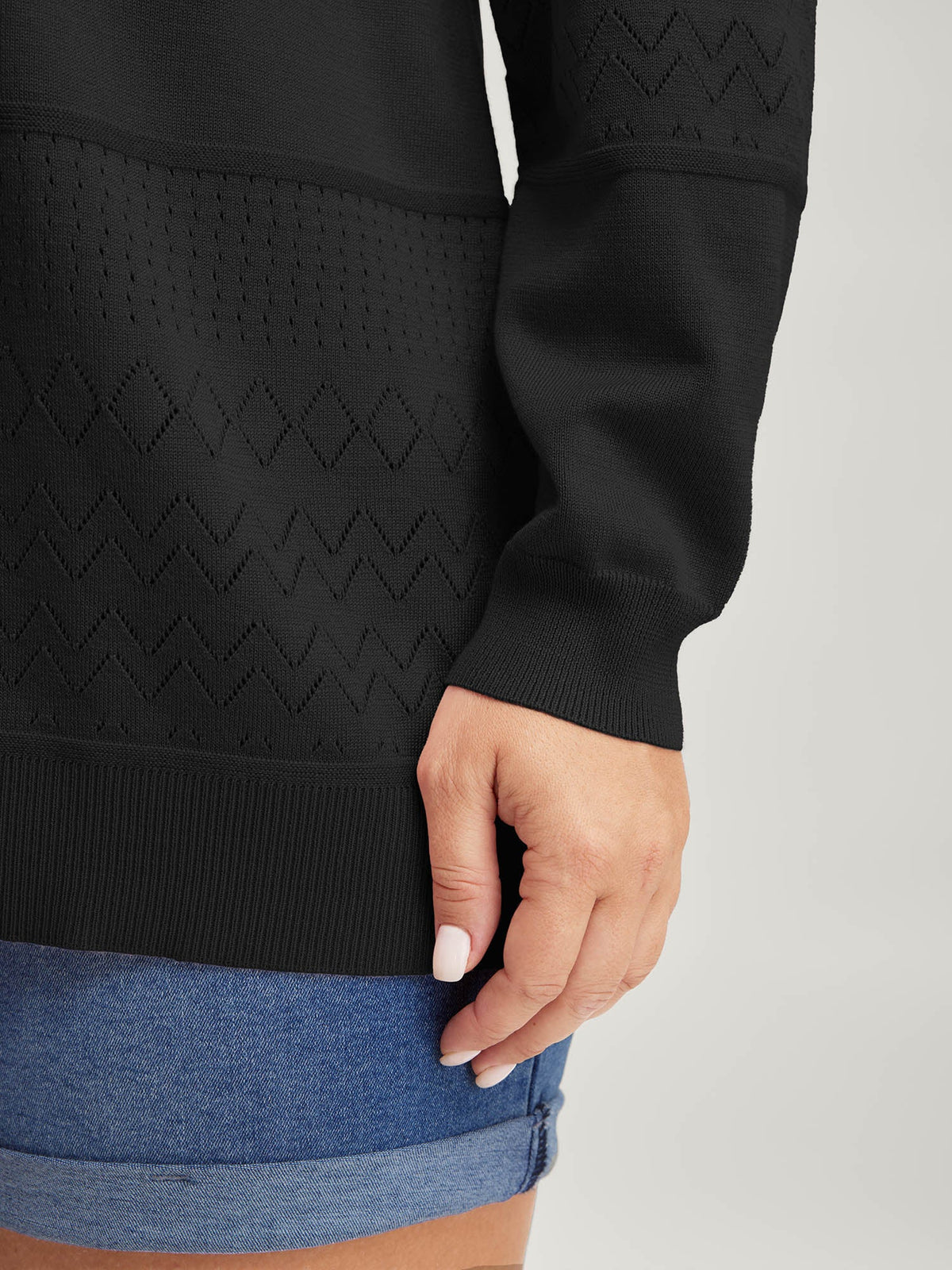 Supersoft Textured Eyelet Trim Pullover