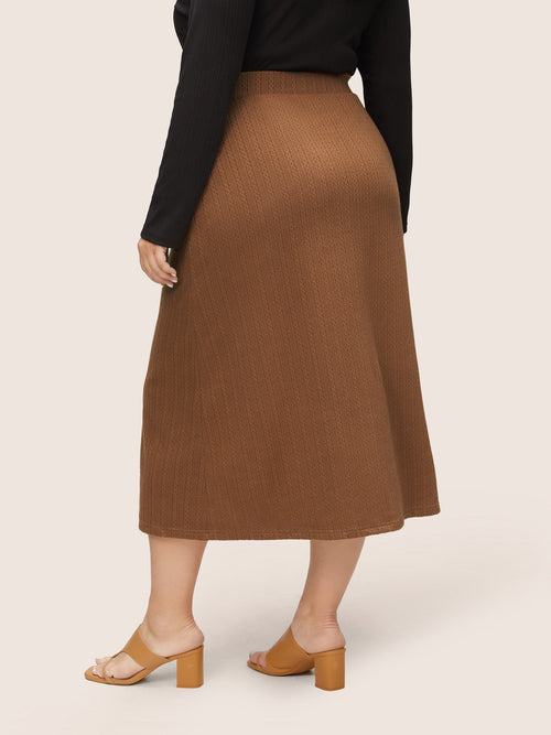 A Line Elastic Waist Knit Jacquard Skirt