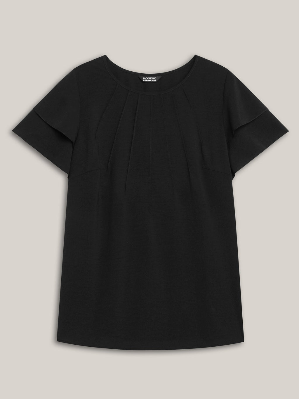 Toothpick Pleat Layered Flutter Sleeve Blouse