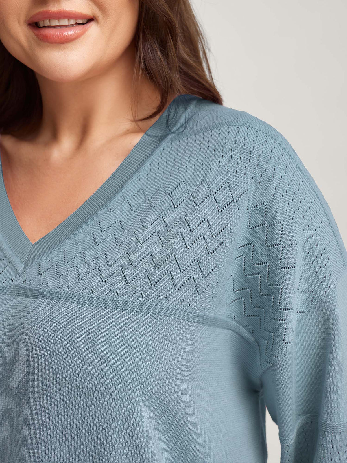 Supersoft Textured Eyelet Trim Pullover