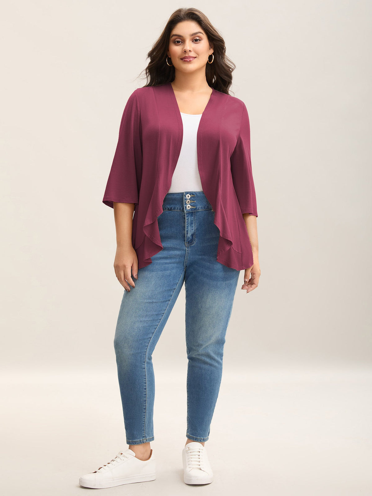 Lotus Hem Curvy Kimono Cover-Up