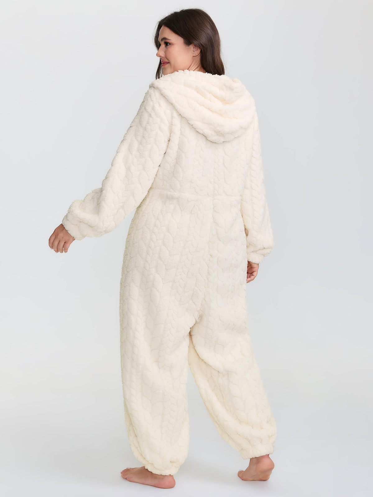Cozy Fleece Half Zipper Lounge Jumpsuit