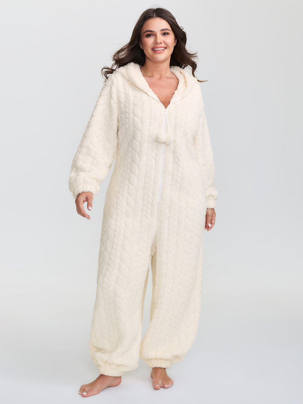 Cozy Fleece Half Zipper Lounge Jumpsuit