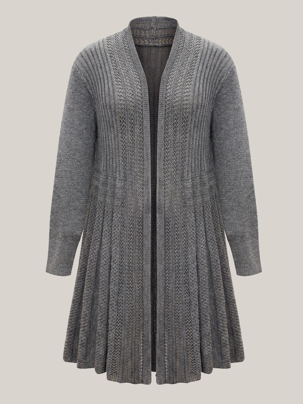 Textured Kimono Collar Long Cardigan