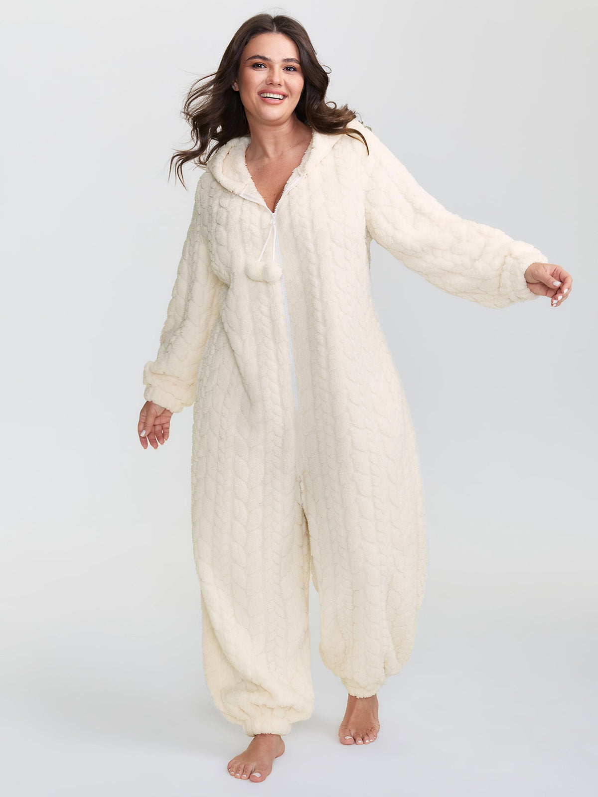Cozy Fleece Half Zipper Lounge Jumpsuit